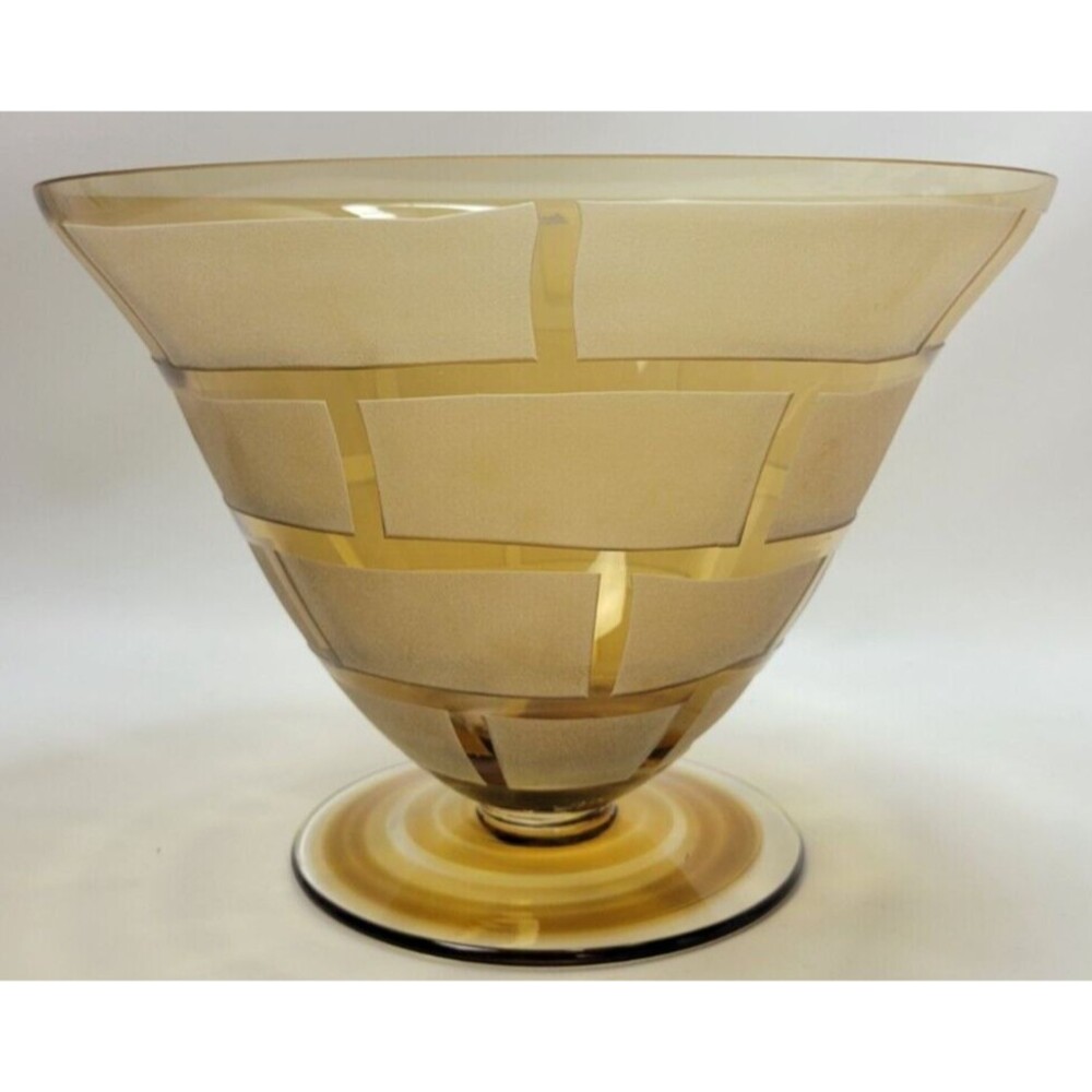 Badash Amber Heavy Cut Crystal Glass Footed Bowl‎ 7 1/2"